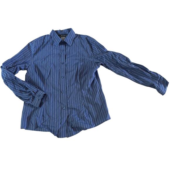NWT Blue White Stripe Long Sleeve Button Down Wmns 12 Preppy Work Office - Picture 1 of 7